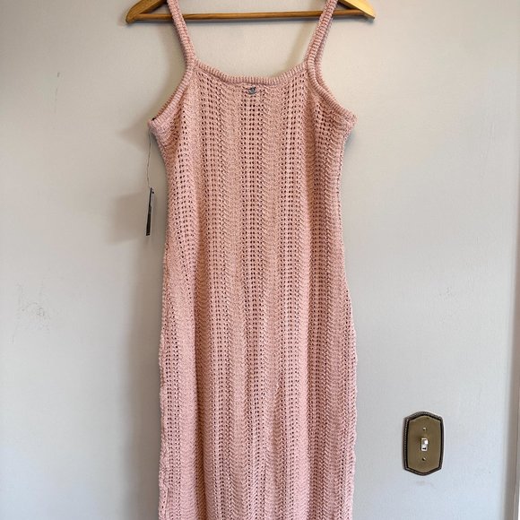 VOLCOM NWT Mushroom Ribbed Crochet All Day Sleeveless Midi Dress NEW - Picture 11 of 11